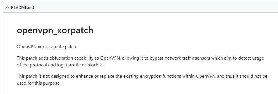 اطلاعات در مورد OpenVPN XOR Scramble.