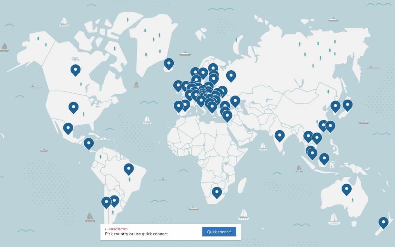 Карта сервера NordVPN