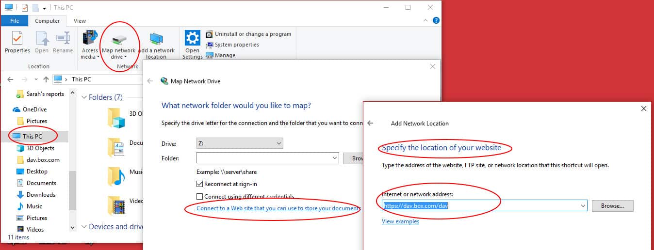 Стандартният Windows файл Explorer може да бъде насочен към WebDAV сървър.