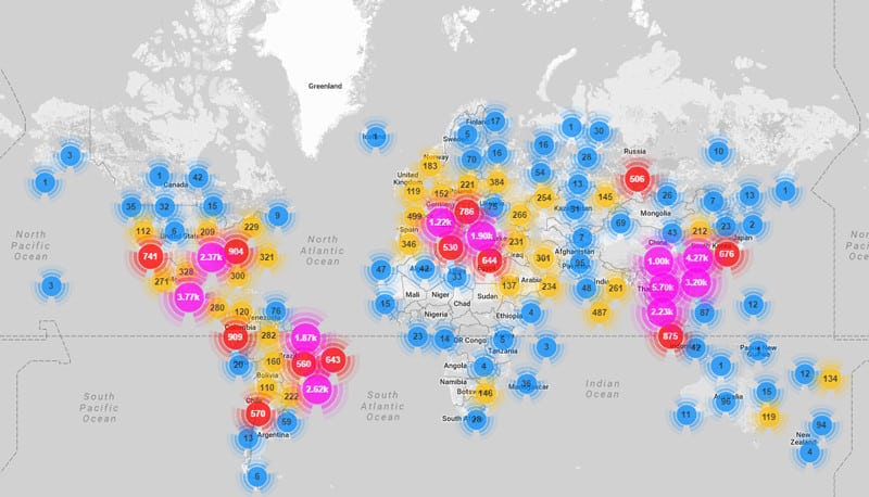 Karta napada mreže Mirai botnet