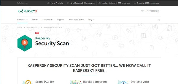 ภาพหน้าจอ Kaspersky Security Scan