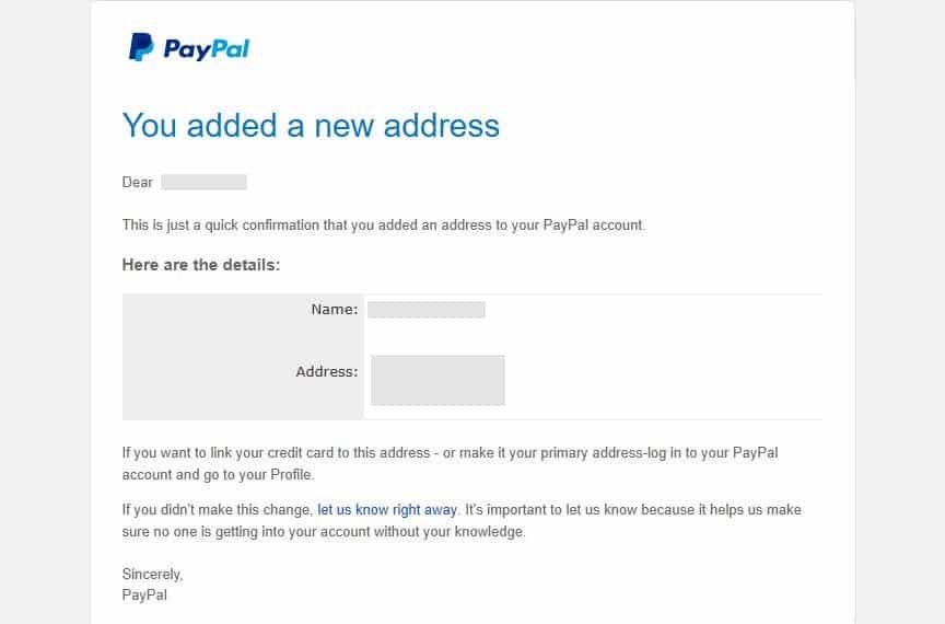 E-mail cu fraudă de preluare a contului PayPal.