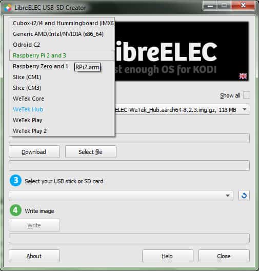 Pasul 1 de instalare LibreElec