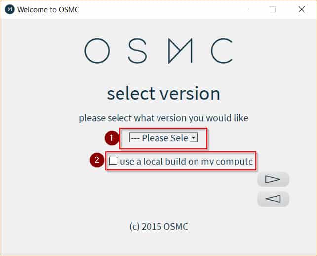 OSMC Installer เลือกเวอร์ชั่น