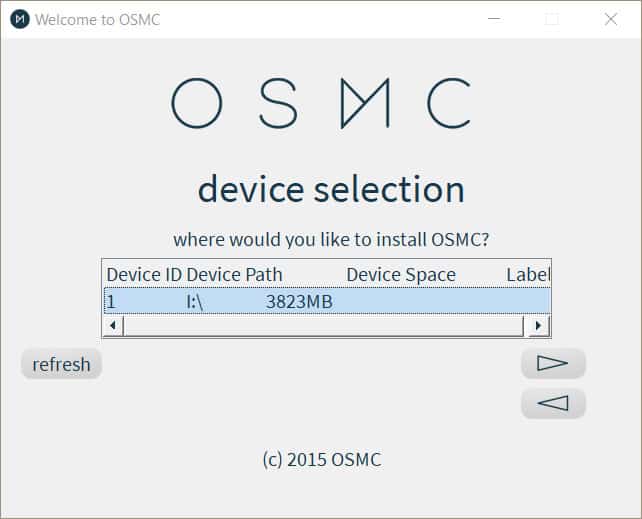 Az OSMC telepítő eszköz helye