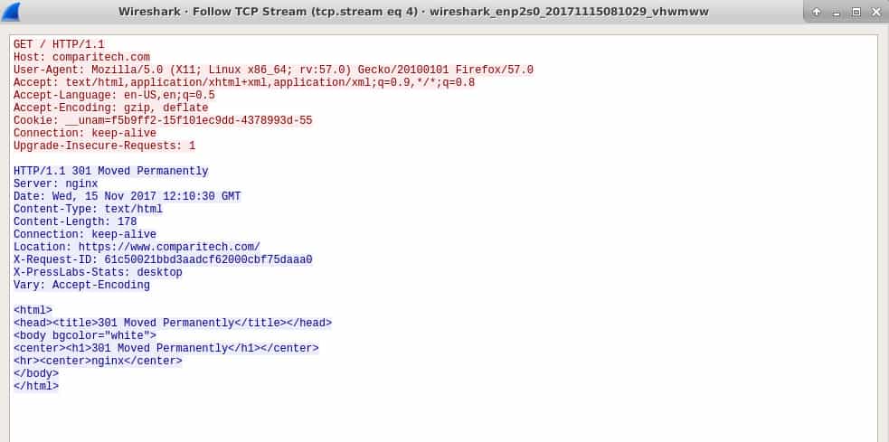 Wireshark-HTTP-301 เปลี่ยนเส้นทาง