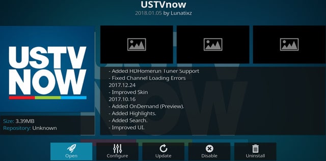 Kodi USTVNow Plus Addon Main