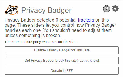Конфиденциальность блокировщика всплывающих окон Badger
